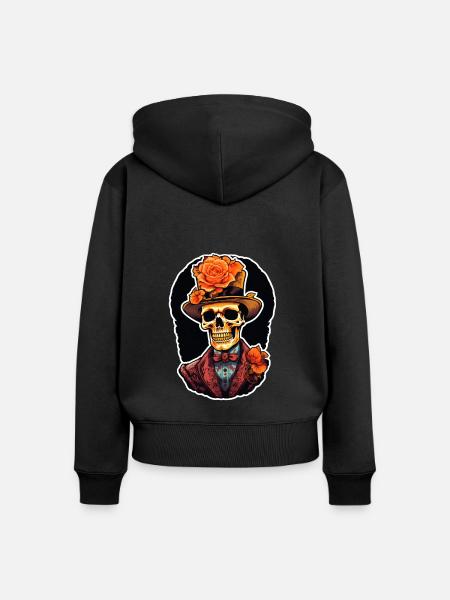 Totenschädel - Frauen Premium Bio Zip Hoodie - Schwarz