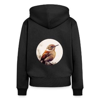 Zaunkönig - Frauen Premium Bio Zip Hoodie - Schwarz - Hinten - Julia (174cm)