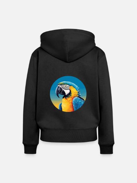 Blau-Gold Ara - Frauen Premium Bio Zip Hoodie - Schwarz