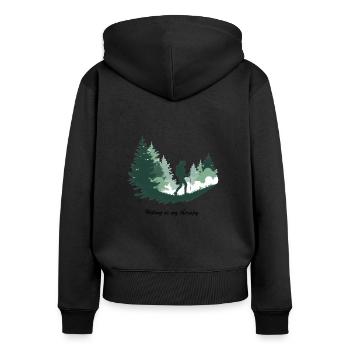 Hiking is My Therapy – Nature & Forest - Women's Premium Organic Zip Hoodie - black - Back - Julia (174cm)