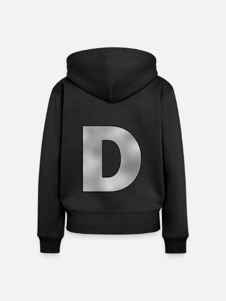 Buchstabe D Silber - Frauen Premium Bio Zip Hoodie - Schwarz