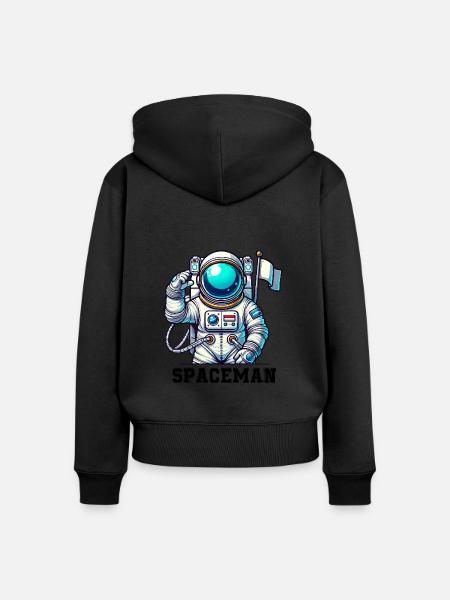 spaceman comic astronaut - Frauen Premium Bio Zip Hoodie - Schwarz