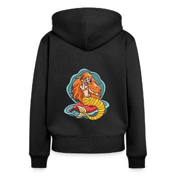 Meerjungfrau - Frauen Premium Bio Zip Hoodie - Schwarz - Hinten - Julia (174cm)