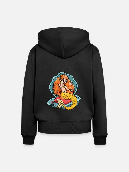 Meerjungfrau - Frauen Premium Bio Zip Hoodie - Schwarz