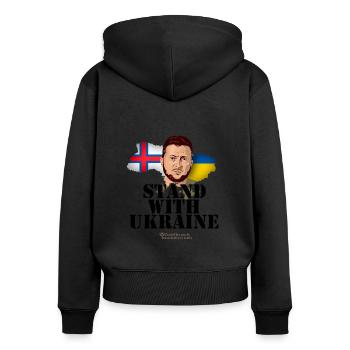 Färöer Inseln Ukraine - Frauen Premium Bio Zip Hoodie - Schwarz - Hinten - Julia (174cm)