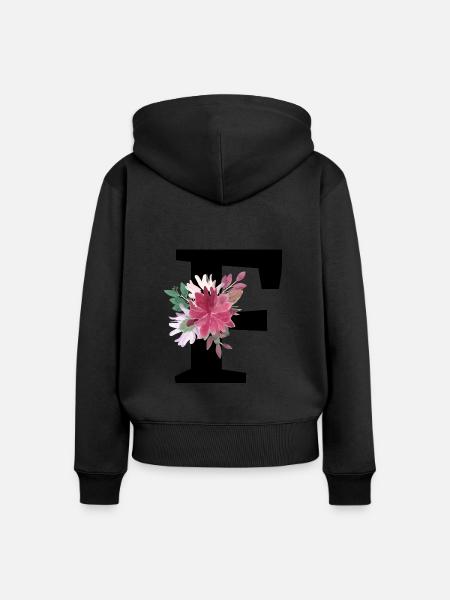 Buchstabe f blumig - Frauen Premium Bio Zip Hoodie - Schwarz