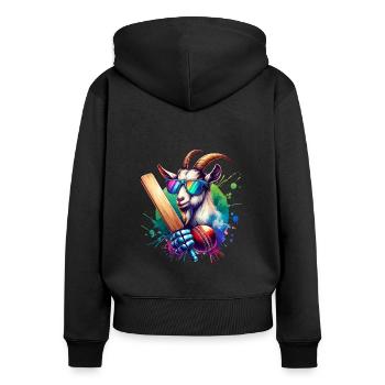 Ziegen Cricket Liebhaber Sportler Team Design - Frauen Premium Bio Zip Hoodie - Schwarz - Hinten - Julia (174cm)