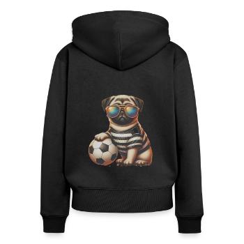 Carlin Chien Joueur De Football Champion De Balle Fan - Sweat à capuche zippé Premium bio Femme - noir - Dos - Julia (174cm)