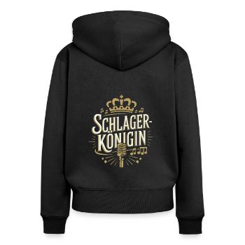 Reine Schlager avec couronne et microphone - Sweat à capuche zippé Premium bio Femme - noir - Dos - Julia (174cm)