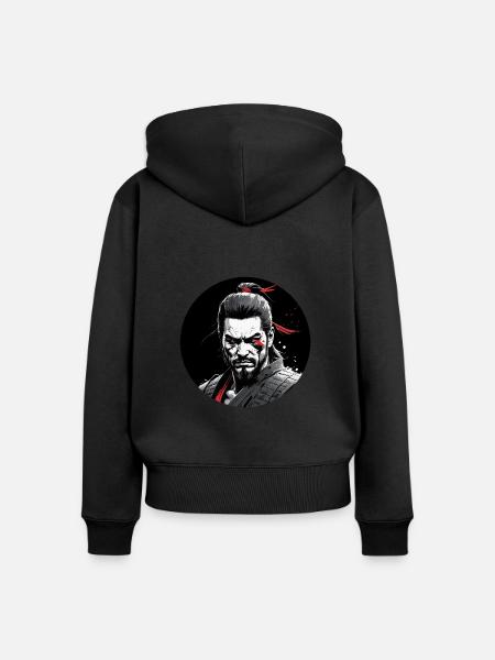 Wilde Samurai - Frauen Premium Bio Zip Hoodie - Schwarz