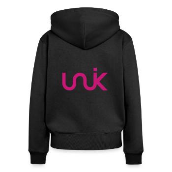 UNIK original pink - Sweat à capuche zippé Premium bio Femme - noir - Dos - Julia (174cm)