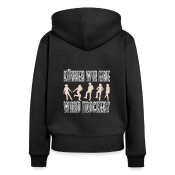 Können wir eine Wand trocken Linedance Spruch - Frauen Premium Bio Zip Hoodie - Schwarz - Hinten - Julia (174cm)