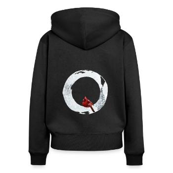 O – caractère décoratif – hiver - Sweat à capuche zippé Premium bio Femme - noir - Dos - Julia (174cm)