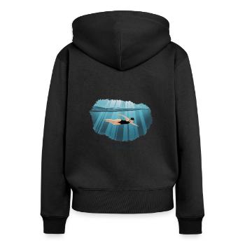 La natation est ma thérapie – Natation et relaxation - Sweat à capuche zippé Premium bio Femme - noir - Dos - Julia (174cm)