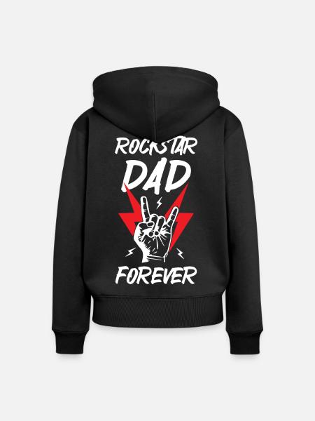 Rockstars Dad Forever - Frauen Premium Bio Zip Hoodie - Schwarz