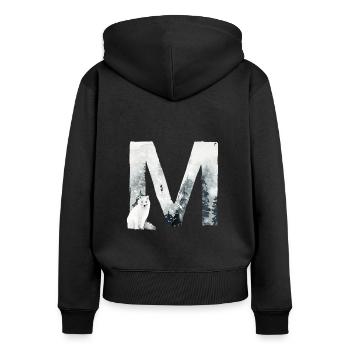 M – caractère décoratif – hiver - Sweat à capuche zippé Premium bio Femme - noir - Dos - Julia (174cm)