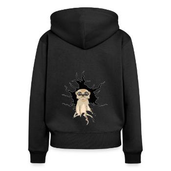 Crack hole meerkat - Women's Premium Organic Zip Hoodie - black - Back - Julia (174cm)