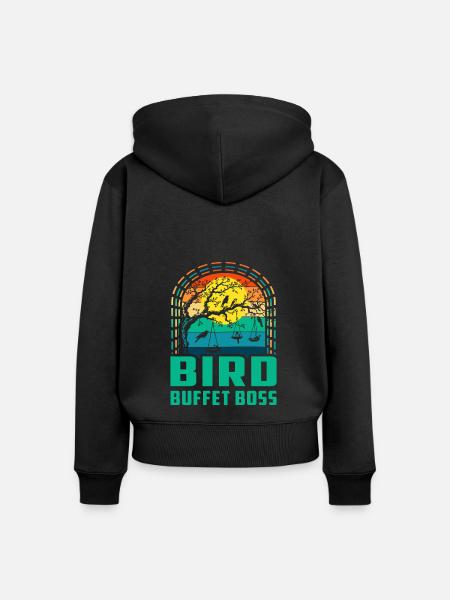 Vogel-Buffet - Frauen Premium Bio Zip Hoodie - Schwarz
