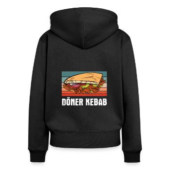 Döner Kebab Motiv - Frauen Premium Bio Zip Hoodie - Schwarz - Hinten - Julia (174cm)