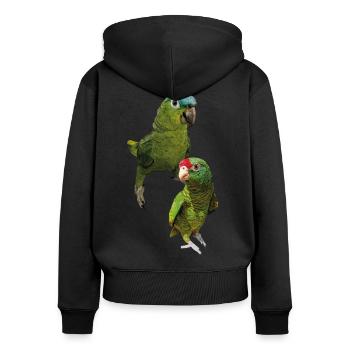 Papageien aus dem Amazonas - Frauen Premium Bio Zip Hoodie - Schwarz - Hinten - Julia (174cm)