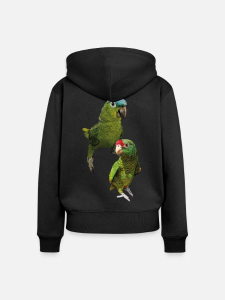 Papageien aus dem Amazonas - Frauen Premium Bio Zip Hoodie - Schwarz