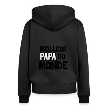 Meilleur papa du monde - Sweat à capuche zippé Premium bio Femme - noir - Dos - Julia (174cm)
