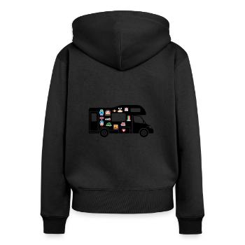 Capucine avec Stickers - Sweat à capuche zippé Premium bio Femme - noir - Dos - Julia (174cm)