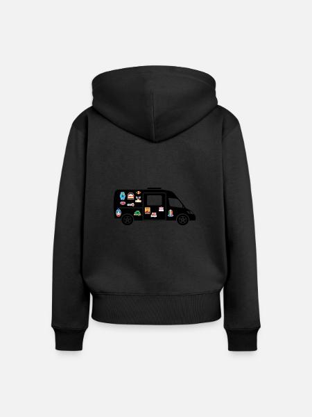 Van mit Aufklebern - Frauen Premium Bio Zip Hoodie - Schwarz