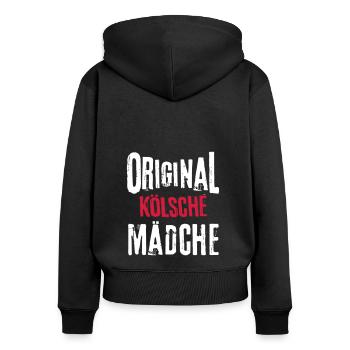Kölnerin Kölsche Mädche Original Kölner Köln Frau - Frauen Premium Bio Zip Hoodie - Schwarz - Hinten - Julia (174cm)