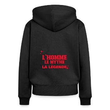 Papa homme mythe légende. - Sweat à capuche zippé Premium bio Femme - noir - Dos - Julia (174cm)