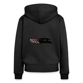 Profilé Road trip lover - Sweat à capuche zippé Premium bio Femme - noir - Dos - Julia (174cm)
