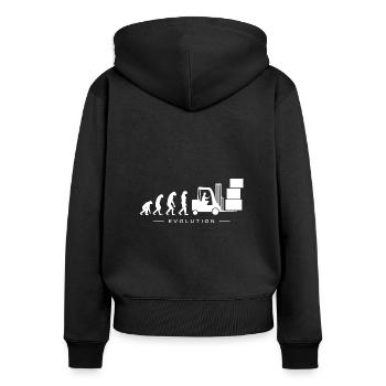 Lagerist Gabelstaplerfahrer Lager Evolution - Frauen Premium Bio Zip Hoodie - Schwarz - Hinten - Julia (174cm)