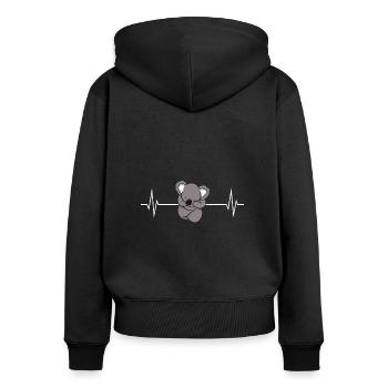 Cute Koala Bear Heartbeat Pulse - Women's Premium Organic Zip Hoodie - black - Back - Julia (174cm)