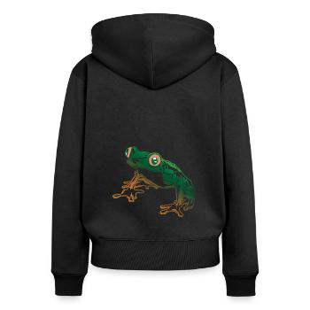 Rainette Graphique Amphibiens aquatiques Grenouilles amoureux - Sweat à capuche zippé Premium bio Femme - noir - Dos - Julia (174cm)