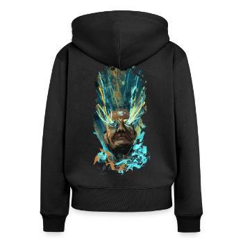 Star Child - Street Style - Frauen Premium Bio Zip Hoodie - Schwarz - Hinten - Julia (174cm)