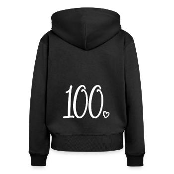 100th Birthday Women 100 Years Old Cute Number 100 - Women's Premium Organic Zip Hoodie - black - Back - Julia (174cm)