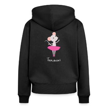 Süße Ballerina Tanzmaus - Frauen Premium Bio Zip Hoodie - Schwarz - Hinten - Julia (174cm)