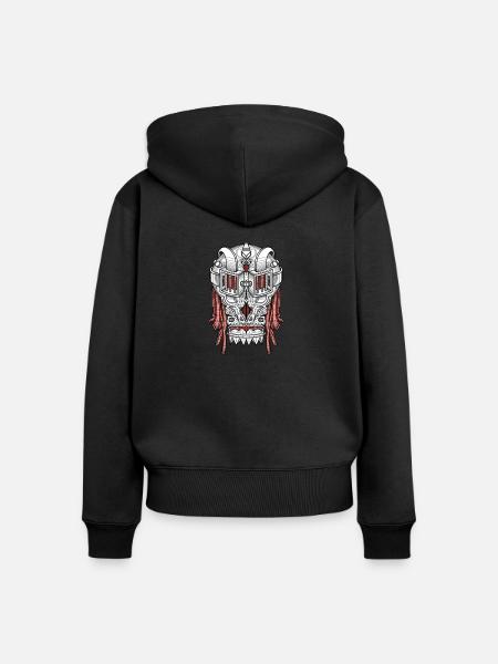 Totenkopf Futuristisch - Frauen Premium Bio Zip Hoodie - Schwarz