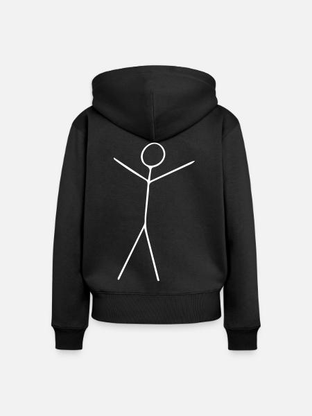 Strichmaennchen - Frauen Premium Bio Zip Hoodie - Schwarz