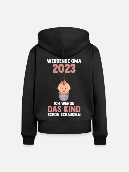 Großmutter 2023 Schwanger Werdende Oma - Frauen Premium Bio Zip Hoodie - Schwarz
