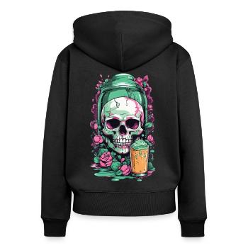 Gothic Skull Pastel Poison Halloween Design - Frauen Premium Bio Zip Hoodie - Schwarz - Hinten - Julia (174cm)