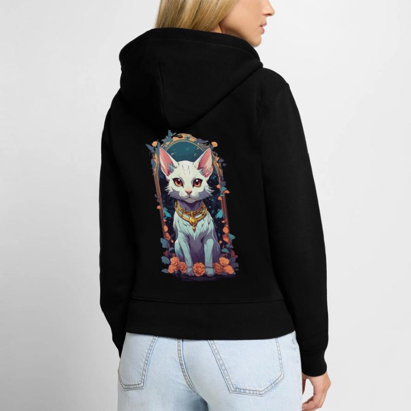 Conception esthétique de chat gothique mignon Sweat à capuche zippé Premium bio Femme