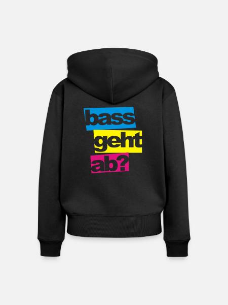 bass_geht_ab_3C - Frauen Premium Bio Zip Hoodie - Schwarz