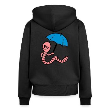 Regenwurm - Frauen Premium Bio Zip Hoodie - Schwarz - Hinten - Julia (174cm)