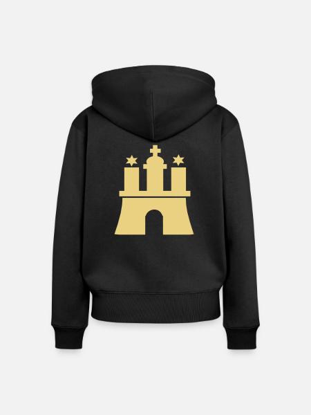 hamburg - Frauen Premium Bio Zip Hoodie - Schwarz