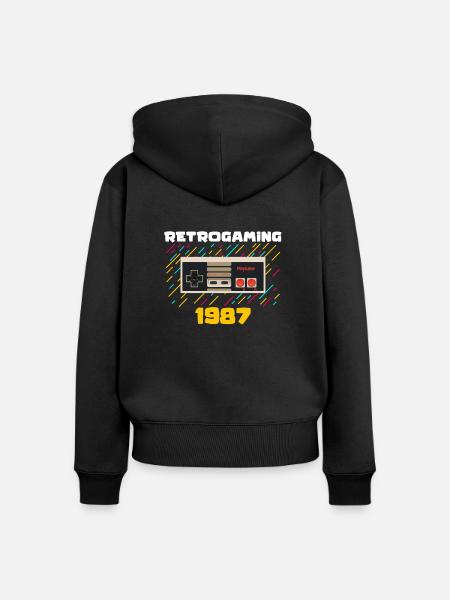 Retrogaming (Retrogaming) - Frauen Premium Bio Zip Hoodie - Schwarz