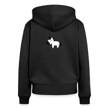 Douce petite licorne - Sweat à capuche zippé Premium bio Femme - noir - Dos - Julia (174cm)