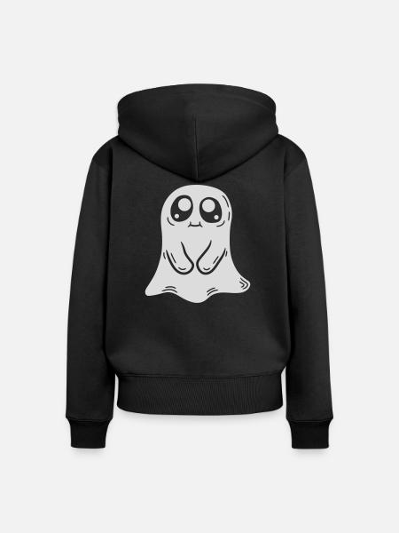 Süßer kleiner Geist Comic - Frauen Premium Bio Zip Hoodie - Schwarz