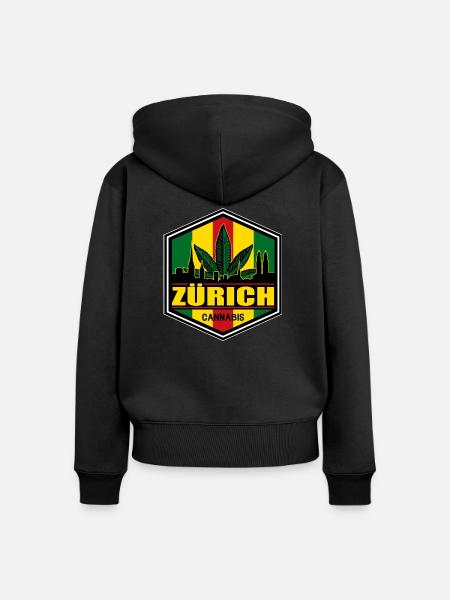 Cannabis - Frauen Premium Bio Zip Hoodie - Schwarz