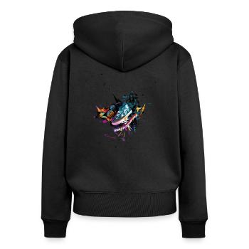 Culture urbaine - Sweat à capuche zippé Premium bio Femme - noir - Dos - Julia (174cm)